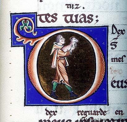 Psalter, MS M.338 f. 77r, Tournai, Belgium, ca. 1200.